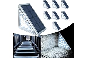 TOTHDATE 8PCS Solar Step Lights Cool White Light, Solar Stair Light Outdoor Decking Light IP67 Waterproof for Ground Front Porch Decor Yard Pathway Garden Walkways