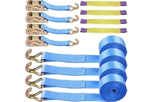 Sararoom 4x8000Kg Heavy Duty Ratchet Straps, 4M x 5CM Ratchet Tie Down Straps with Hooks, Adjustable Tensioning Belts Lashing Straps,Ratchet Lashing Straps for Motorcycle, Trucks, Trailer, Cargo