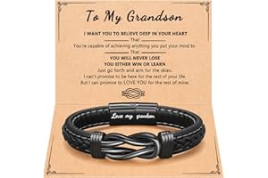 D Dongjiangjin Gift To My Son Grandson Nephew Man Boyfriend Brother Dad Mens Leather Bracelet for Birthday Valentine's Day Christmas Gifts