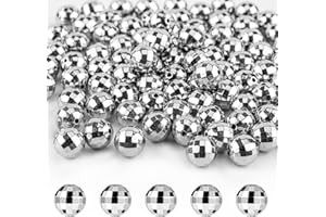 KINBOM 120 Stück Discokugel-Perlen für die Schmuckherstellung, Discokugel Beads Perlen Spiegel Discokugel für DIY Halskette 70er-80er-Jahre-Kostümzubehör Partygeschenke Kunsthandwerk (Silber)