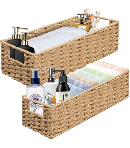 Cesto Portaoggetti In Giacinto D’Acqua Intrecciato Con Maniglie – 4 Misure Naturali