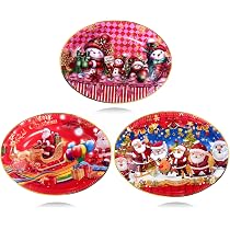 BOOSHMall 3 Stück Set Weihnachtsteller, Gebäckteller Weihnachten, Dekoteller, Wiederverwendbare Unterteller als Tischdekoration, Groß, 30 * 22cm Spielzeug