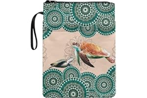 Poceacles Boho-Mandala-Schildkröten-Druck Buchhüllen für Taschenbuch, Hardcover, Buchhülle für Buchliebhaber, Buchtasche mit Reißverschluss, Aufbewahrungstasche für Teenager und Erwachsene