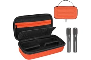 LEFOR·Z Funda para micrófono inalámbrico compatible con micrófono inalámbrico JBL PartyBox, 2 micrófonos inalámbricos digitales, bolsa de viaje portátil para receptores, adaptadores, baterías AA, cargador,