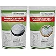 eVasavamba Premium Thymol & Menthol Crystals | 100% Pure & Natural | Ajwain Flower (Thymus Vulgaris) & Mint (Pudina Ka Phool) | Vamu Puvvu | Joni Guti Yamani Ajamo | A++ Grade (Thymol (100g) & Menthol (100g) Crystals)