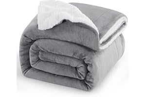 ‎AISBO Aisbo Warm Kuscheldecke Flauschig Decke Grau - Hochwertige Sherpa Fleece Sofa Decke 150x200 cm XL, Extra Dicke Couchdecke Wohndecke, Kuschelig und Weich