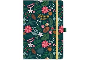 FULLVINTAGE 2026 Diary - A5 Diary 2026 from January to December, Week to View & Monthly Planner with Pen Loop, Hardback Cover, Elastic Closure, Ribbon Marker, 21.5 x15.5 x1.5 cm