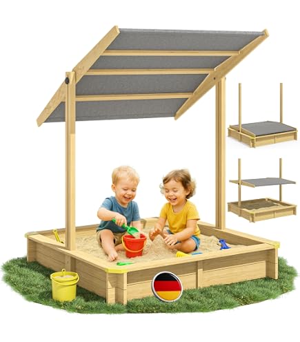 Bac à Sable Bateau En Bois DREAMADE – 3-10 Ans, Sièges Amovibles, Bâche Sol, Rangement, Grand Espace Jeu Extérieur