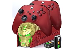 HASACOOL Akku für Xbox One Controller, Xbox Controller Ladestation mit 2 Stück Großer Kapazität 2550mAh Wiederaufladbar Akku für Xbox Series X/S/Xbox One/Xbox One S/X/Elite Controller(Rot und Gelb)