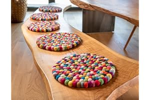 ‎NATURLING naturling Filzkugel Stuhlkissen - Sitzkissen rund 34cm 100% Schurwolle (Bunt)