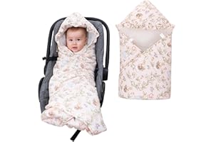 LAT LEE AND TOWN LAT Nids d'ange d'hiver pour Bébé, 90 * 90CM 100% Coton Universelle Couverture Enveloppante d'hiver pour Bébé pour Poussette Sièges Auto (Jardin des Lapins)