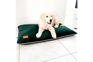 Halkalife Pillow for dogs and cats. Comfortable pet bed with a zipper. Washable dog bed.(S, Bottle Green)