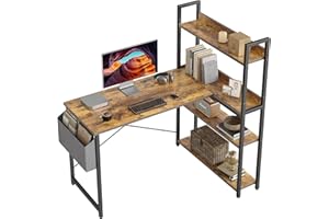 CubiCubi Petit bureau d'angle de 120 cm en forme de L ,avec sac de rangement, marron
