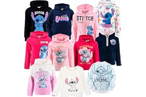 Disney Stitch - Bambine Ragazze – Modelli Girocollo, con Cappuccio o Zip – Tante Grafiche Colorate Cotone o Pile Morbido – Taglie 3-16 Anni