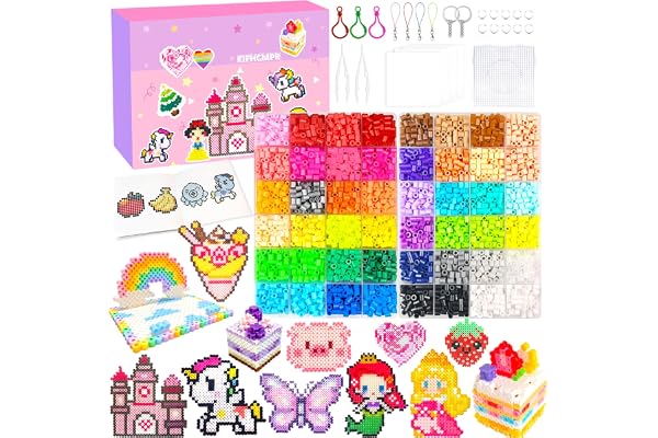 Perles à Repasser De 5mm 48 Couleurs avec 2 Boîte de Rangement, Plaque Perle Papier à Repasser,Guide d'utilisation, Accessoires, Décoration DIY de Bijoux, Cadeau Anniversaire Noël pour Garçon Filles