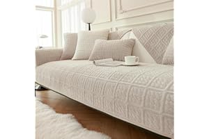 FASCINATDECO Crystal Velvet Soft Sofa Cover 1 2 3 Seater, Universal Couch Covers Non-Slip Corner Sofa Cover L Shape Sofa Slipcovers Furniture Protector for Living Room (Khaki, 70x70cm)