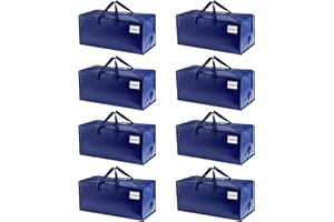 VENO 87 Liter extra große Umzugstaschen mit Rucksackgurten, Umzugshelfer, starke Griffe und Reißverschlüsse, Kleideraufbewahrung, Wäschesäcke, wiederverwendbar und nachhaltig (Blau, 8er-Pack)