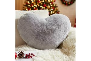 Yhoelata Cuscino Cuore, Grigio Chiaro Cuscino a Forma di Cuore, Peluche Cuore Cuscini Decorativi, Piccolo Cuscini per Divano, Cuscini Bambini Cuscino Letto, 25 * 35cm