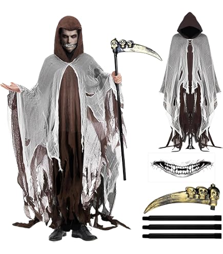 Costume da morto con tunica nera per uomo