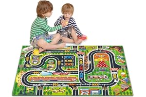 Oriate Kinder Traum Matte Rennstrecke Aktivität Spielmatte, interaktive Eltern Kind Tisch Boden Spielzeug Mat für Rennwagen Spielzeug, Kinder Rollenspiel Stadt Rennspie (Nicht Teppich)