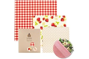 ‎SUPERBEE WAX WRAPS SuperBee Wax Wraps Set | 3 Beeswax Wraps in den Größen S,M & L | Erdbeeren & Cream | Wiederverwendbar, Umweltfreundlich und Ethisch hergestellt., Strawberry & Cream, Strawberry&cream