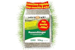versando 10kg di concime per prato primavera fino a 500m²: contrasta muschio e erbacce per un prato sano e di un verde intenso concime primavera ad effetto immediato – qualità premium