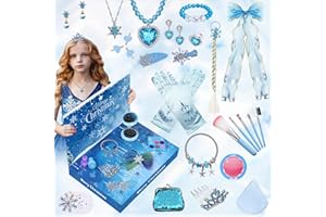 ZOSUDULL Adventskalender 2024 Mädchen Geschenk, Weihnachten Countdown Kalender, Weihnachten Geschenk für Mädchen Weihnachts Adventskalender mit DIY Schmuck Kinderschminke Halskette Ring Haarschmuck