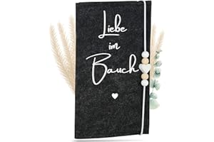 MAHEWA® Mutter-Kind-Pass-Hülle Österreich aus Filz-Stoff | Mutterpass-Organizer Mutterpass-Tasche Schutzhülle (Mutterkindpass Liebe im Bauch, Anthrazit)