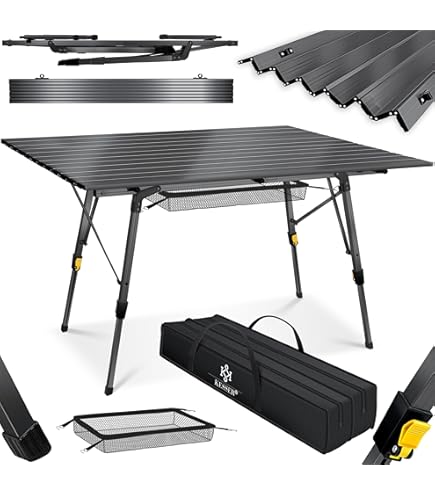 Bambus Rolltisch Mendoza | 110x70cm | kleines Packma | Aufbewahrungsnetz :  Amazon.de: Sport & Freizeit