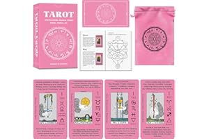 Smoostart Tarot Cards for Beginners with Meanings on Cards - Includes Premium Velvet Storage Bag & Guide Book - 450GSM Thicker