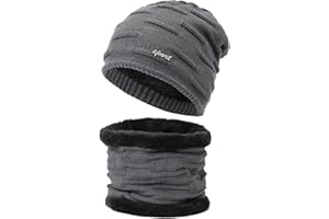 DGSHIRLDJO Juego de gorro y bufanda de invierno para hombre y mujer con forro polar, gorro térmico y braga de cuello 2 en 1 para ciclismo, moto, actividades al aire libre, talla única