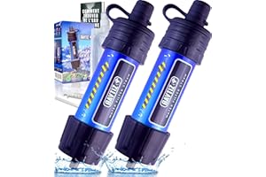 BAYTIZ | Paille Filtrante de Survie x2 + Gourde Souple - Purificateur d'Eau pour Randonnée Camping Bushcraft - Filtre à Eau de Poche Materiel Militaire Accessoires Survivalisme Equipement Kit Voyage