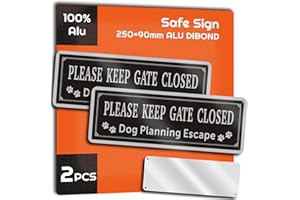 Please Close The Gate Sign AIFIZO, 25×9cm(3.5 x 9.8 Inches) 2 PACK, PLEASE KEEP GATE CLOSED, Durable Aluminum Metal, Reflective, and Fade Resistant, Beware Dog Sign, Beware of The Dog Sign