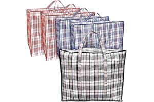 ANSIO Extra Large Jumbo Laundry Storage Bags Reusable Laundry Bags with Zips Ideal for Moving House Clothing & Wardrobe Storage Pack of 5 Assorted 80L x 30W x 60H cm