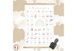 MA LITTLE CANV Affiche "Mes Premières Fois" à tamponner - Affiche personnalisée complète avec tampon - Cadeau de naissance personnalisé pour fille ou garçon - Coffret cadeau avec étape pour bébé - Décoration chambre