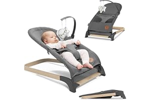 Lionelo June Air Leżaczek dla Niemowląt, Bujaczek Niemowlęcy z Naturalnym Bujaniem, Ergonomiczne Podparcie, Materiał Siateczkowy, 3-Punktowe Pasy, Lekki, Składany na Płasko, od Urodzenia, do 9 kg