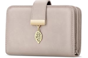 Faneam Ladies Purse RFID Blocking Leather Wallet Women's Small Purse Ladies Bifold Purse Credit Card Wallet with Wrist Strap, 1 Zip Coin Pocket, 14 Card Slots, Exquisite Box