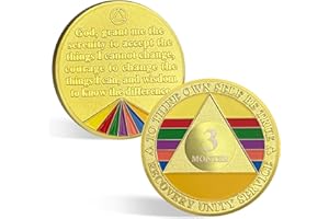 ACGZQY 3-Monats-Nüchternheits-Chip Regenbogen Triplate AA Münze und Medaille Nüchternheits- Recovery Chips, Sober-Jubiläumstoken, Geschenke zur Nüchternheit, Anonyme Alkoholiker, Recovery