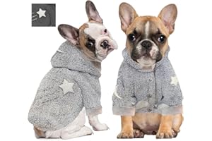 Owbb Leuchtend Pullover für kleine Hunde, Warm Hunde Hoodie Sanft, Winter Hundepulli Mantel, Kaltwetter Hundebekleidung,Hunde Sweater französische Bulldogge (Grau/S)