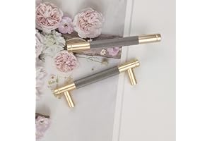 Pexintek 2 Pack Gold Modern Cabinet Handles 96mm Hole Centers Kitchen Bathroom bedrooms Study Furniture Door Vintage Pulls with Screws for Cupboards Drawer Wardrobe Dresser (Golden Grey)