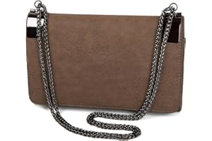 styleBREAKER pochette, sac de soirée avec fermoirs et chaîne en métal, dessin vintage, femmes 02012046, couleur:Marron