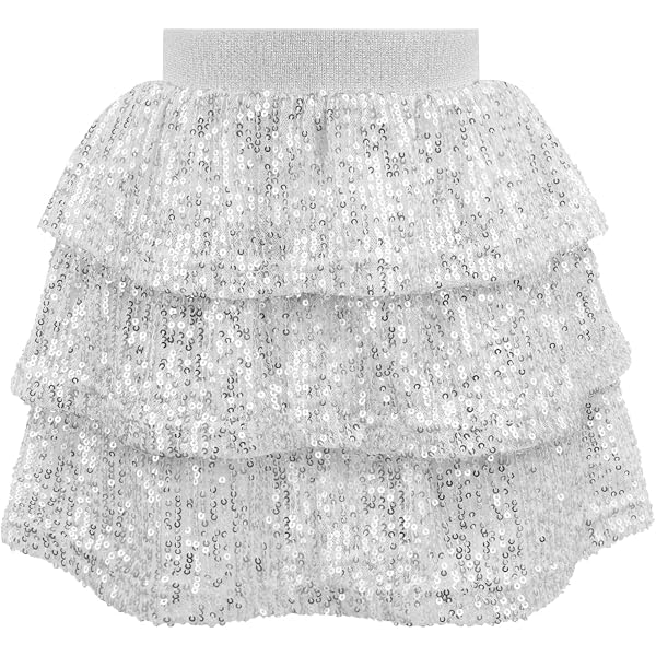 Jupe Tulle Tutu Fille à Paillettes - Longueur Mi-mollet, Taille élastique - Pour Fête, Carnaval, Danse, Halloween - Tailles 5-12 Ans