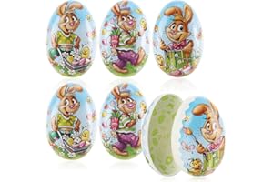 com-four® 6x Osterei zum Befüllen - Bunte Fülleier für Ostern - Ostereier mit Oster-Motiven im Comic-Stil zum verstecken und verschenken (6 Stück - 12cm)