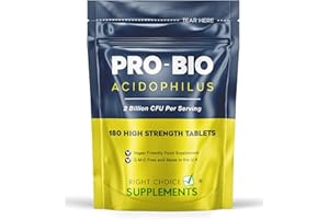 RIGHT CHOICE SUPPLEMENTS Probiotics for Gut Health | 180 Lactobacillus Acidophilus Tablets (Not Capsules) | High Strength Probiotic Supplement for Men & Women | Vegan, GMO, Gluten Free & UK Made