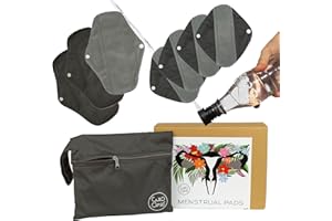 CULOCLEAN.COM CuloClean 7pcs (4S + 3M) Compresas Menstruales y Postparto Reutilizables de fibra de bambú. Flujo moderado-medio. Salvaslips ecológicos, de tela transpirable e impermeable + bolsa + bidet portátil