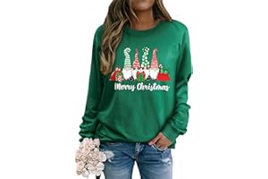 Yihelian Weihnachts Sweatshirt für Damen Weihnachts Langarmshirt Lustiger Weihnachtsmann Elf Pullover Unisex Oberteile Rundhalsausschnitt