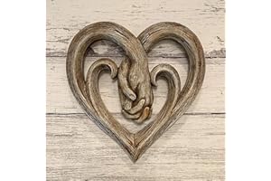 HUASEAN Heart Holding Hands Wall Decor Decorative Art Sculpture | Heart Wall Art Sculpture | Forever Love Wooden Decoration | Heart Ornament For Bedroom Living Room Love