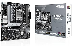 ASUS Prime B650M-K – Carte mère AMD Ryzen AM5 B650 Micro-ATX (DDR5, PCIe 5.0 M.2 Support, 2.5Gb Ethernet, HDMI, VGA, USB 3.2 Gen 2 arrière, USB 3.2 Gen 1 Type-C Avant, Aura Sync RGB)