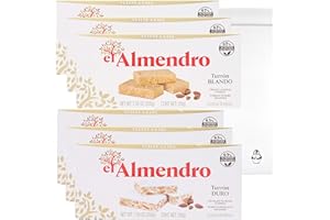 PREMIUM PENGUIN El Almendro Lot de 6 paquets de 6 amandes croustillantes nougat et tourron doux – amande crémeuse turron turron Blando y Duro con Almendras Calidad Suprema avec pochette de rangement rapide premium