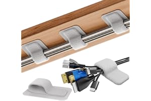 FANSTO Gestion des câbles sous Le Bureau, 【Jusqu'à 15 Cordons】【Support de Fils amélioré】 Organisateur de Cordons, Attaches de câble réglables en Crochet et Boucle, Support de Cordon réutilisable, Clips de